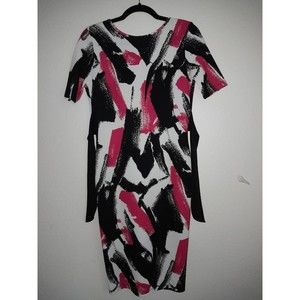 Vijo Couture Women Black, Pink,‎ White  Casual Dress  Sz L Neckline in the back
